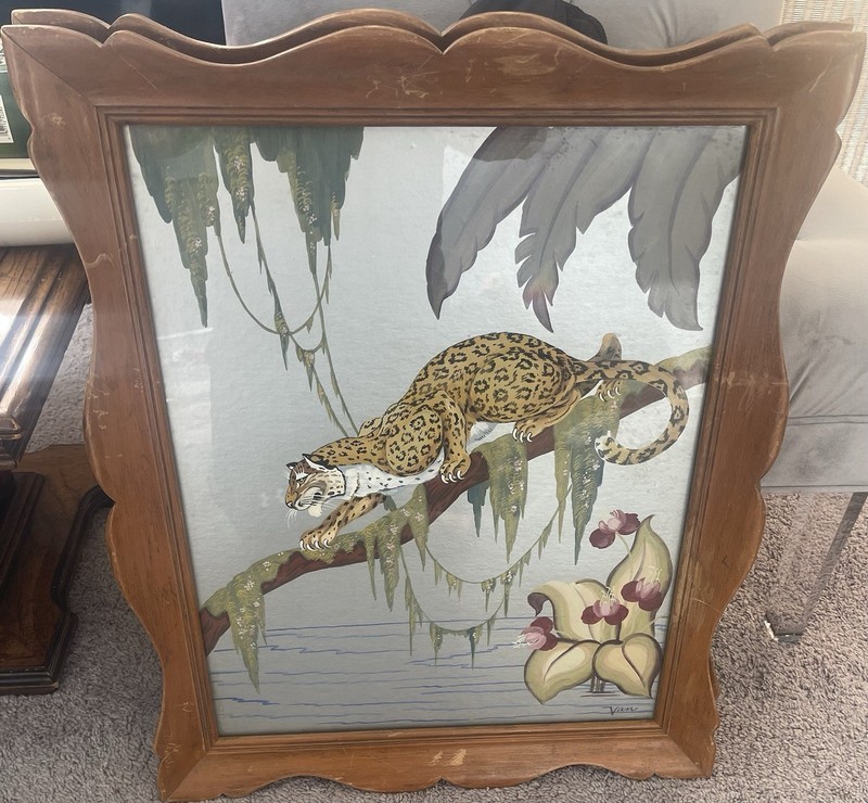 Beautiful wild leopard painting on foil by Jamie Parlade Dimensions 24 *20 in