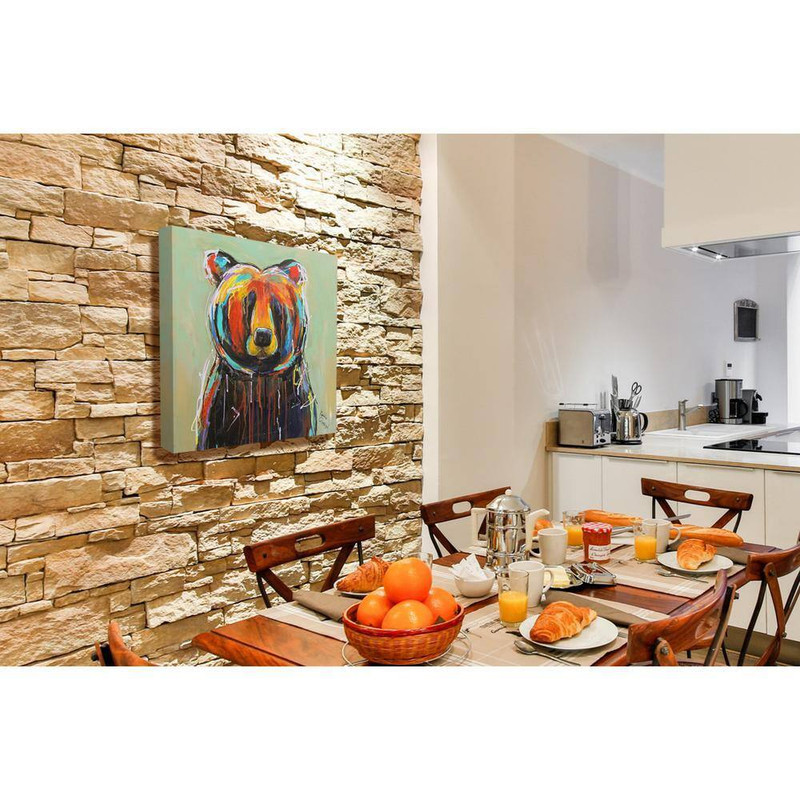 30 In. X 30 In. "Abstract Colorful Painted Black Bear" by Karrie Evenson Canvas gallery