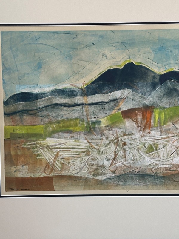 RONALD A CHEE NAVAJO/DINEH ARTIST MIXED MEDIA 1/1 "TAOS RUN" FRAMED 32" X 40" gallery