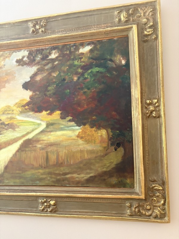 M. Bogin Large Vintage Signed Oil on Canvas - Trees Lining a Country Road gallery