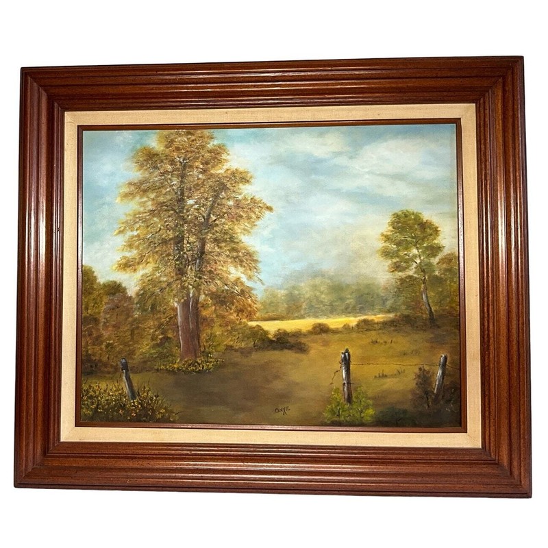 16″ X 20″ Beautiful Nature Landscape Framed Canvas Oil Painting Signed «ONVIE A»