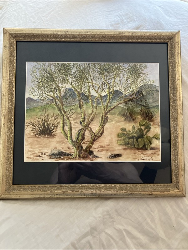 Original Art- Landscape—“Gobi Desert” 16 x 15 x3 —-“Gold” Frame -Signed & Dated