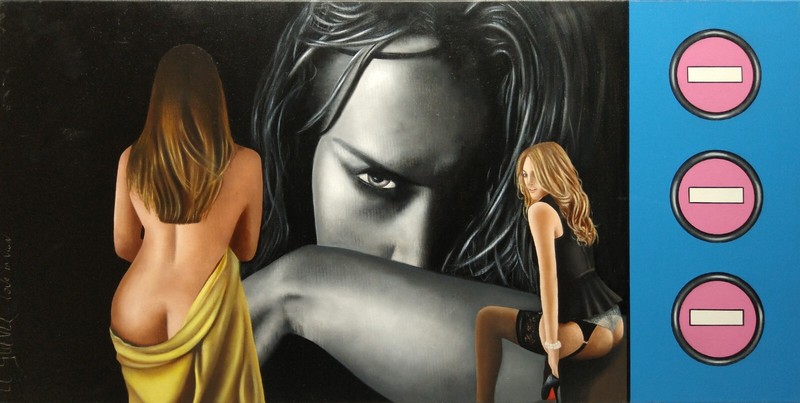 FREDERIC LE GUEVEL SIGNED ORIGINAL POP ART CANVAS OIL PAINTING NUDE EROTIC WOMEN