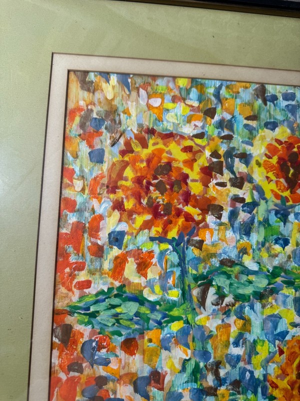 Large Lane Stanley 1963 "Abstract Composition" Mixed Media Painting - Framed gallery