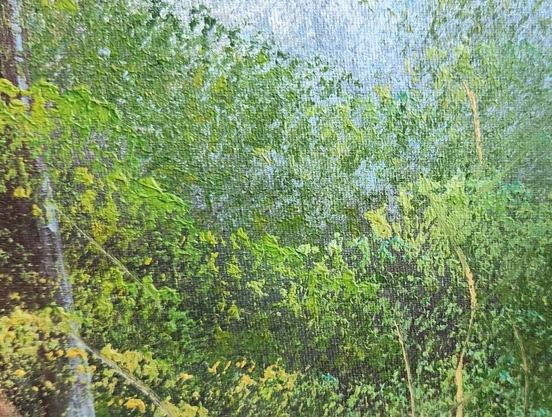 24x36 Oil Painting BOB ROSS STYLE Mountain Waterfall Forest on Stretched Canvas gallery