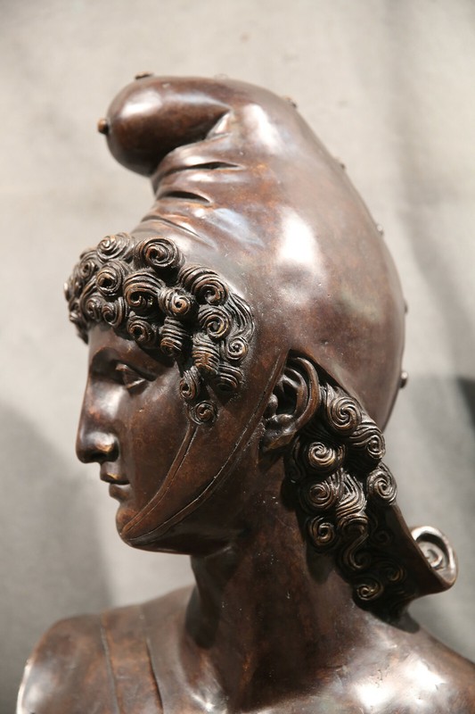 French or Italian Bronze Sculpture Bust Man David Court Prince Actor Renaissance