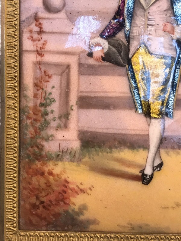 Signed L.Priem Antique Enamel Plaque/ French Bronze Frame.France 1880/Hand Paint gallery