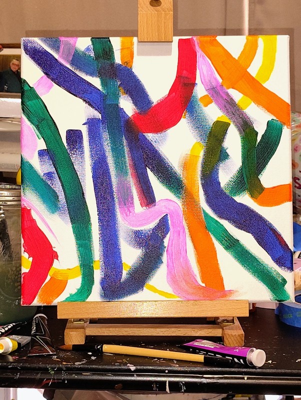 Original Abstract Acrylic Painting on Canvas, Multicolor Brushstroke, Unframed