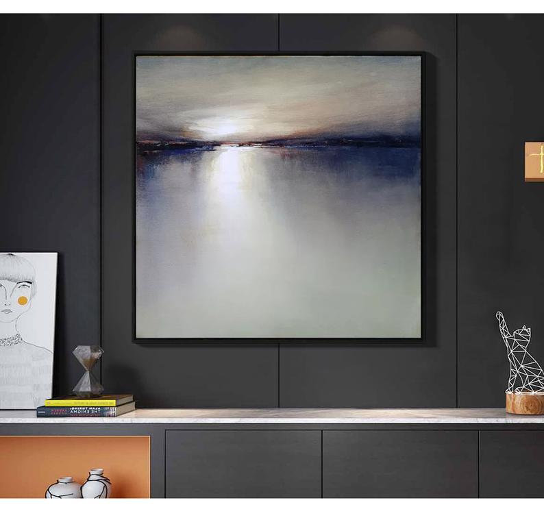 Painting Sky Abstract Painting Oversize Wall Art Blue Sea Painting Seascape