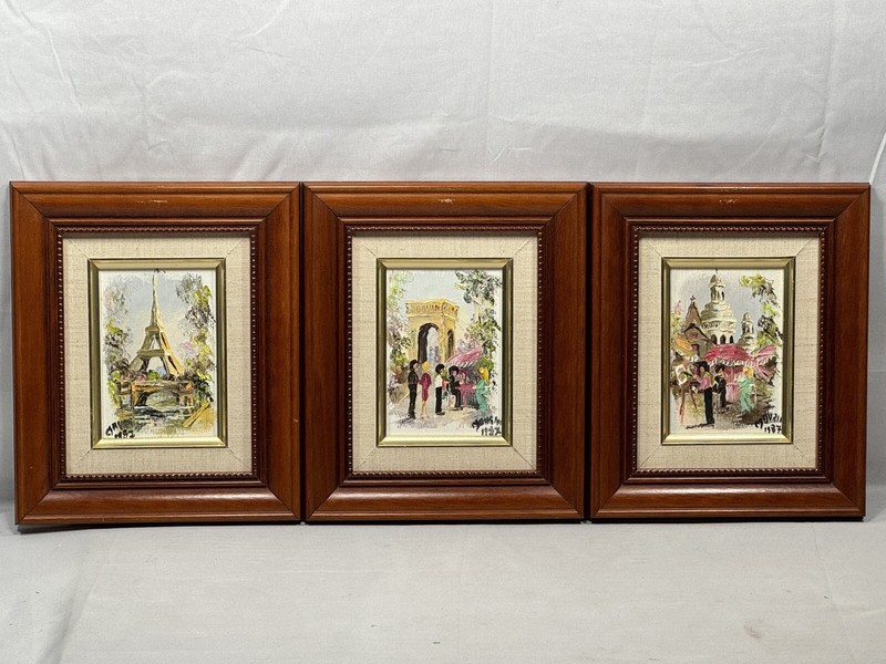 Serpolette Maurin – Set Of 3 Original Oil Paintings – 1987 – Paris, France