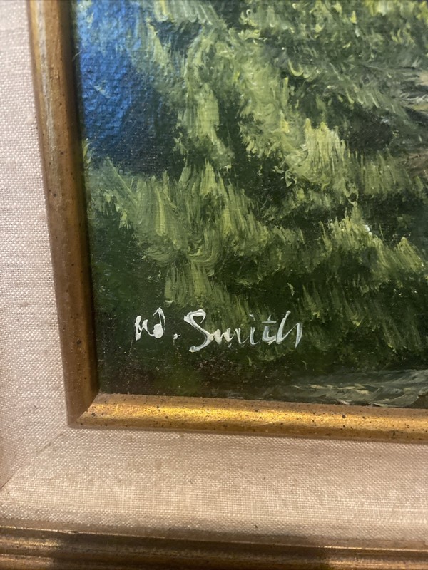 Original Framed Mountain Winter Scene Oil Painting On Canvas W. Smith gallery