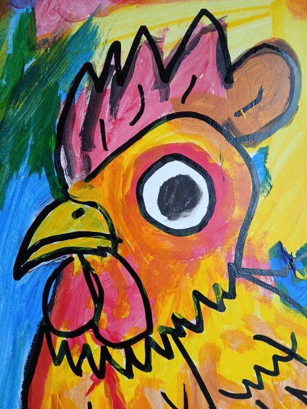 Impressionism Chicken Clucker 11x14 One of a Kind Colorful Playful Art Painting gallery