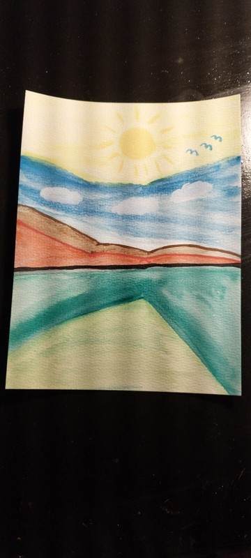 Landscape Art ORIGINAL Painting Impressionism Sunset Blue Birds 6x8 PAINTINGS gallery