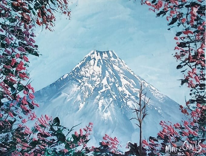 Mount Fuji Oil Painting Canvas Board 11 x 14 Artist Marc Charles Tonzillo