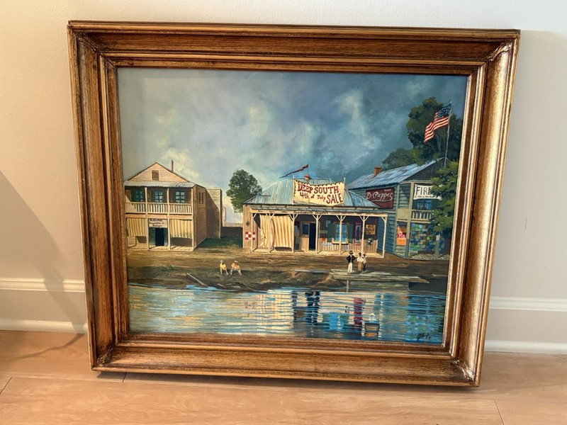 25×30 Vintage Oil Painting Edmund Ed Blouin Jr Deep South New Orleans Louisiana