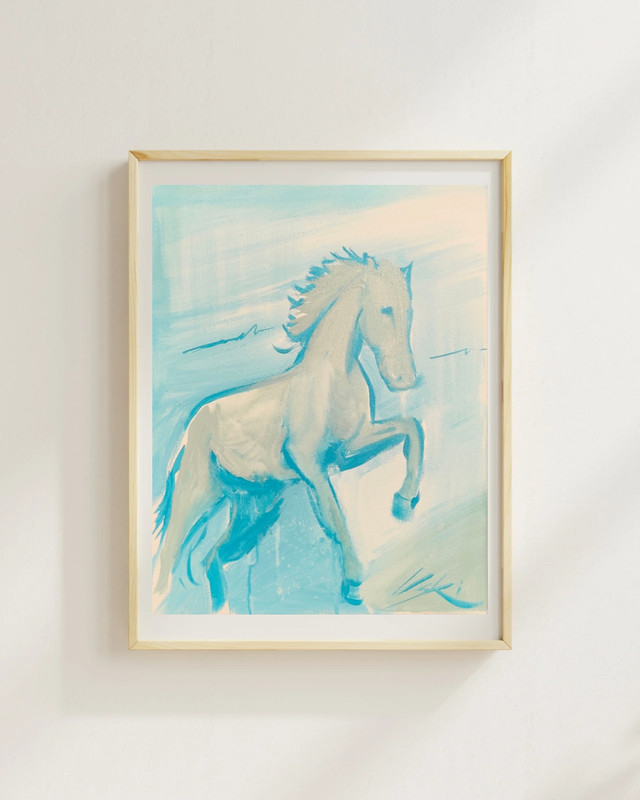 OSKI Blue Stallion Muse 11×14 Canvas Fine Art Original Expressionism Painting
