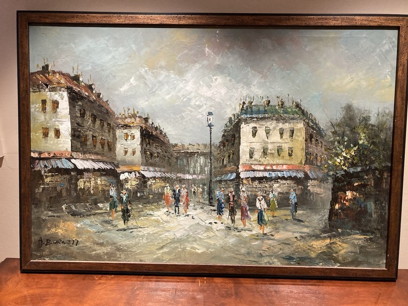 Caroline Burnett (1877-1950) Original Oil On Canvas 38”x 26” Paris Street Scene