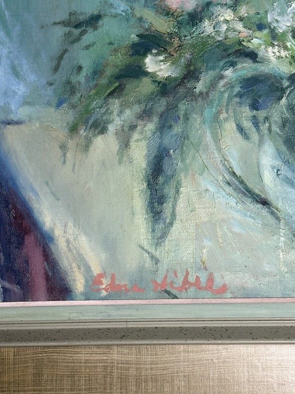 Edna Hibel original painting on board “flowers” gallery