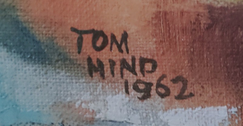 Tom Mind/Original Oil Painting/Signed/1962/Rural Scene/American Folk Art/Trees gallery