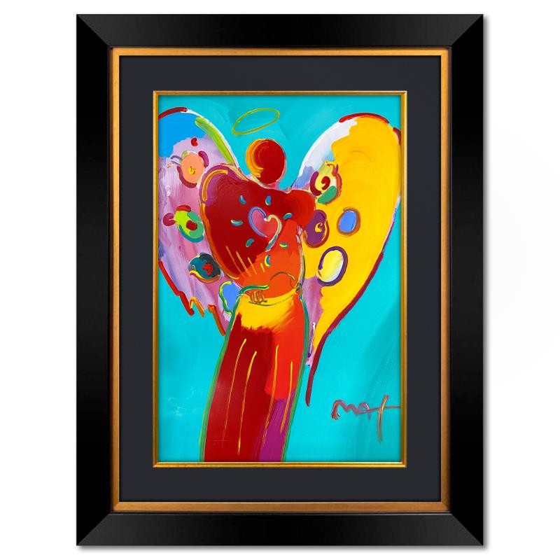 Peter Max «Angel with Heart» Framed One-of-a-Kind Mixed Media Hand Signed