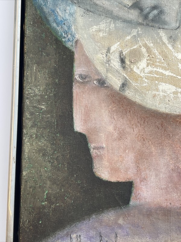 PARIS 1950'S PORTRAIT PAINTING MID CENTURY MODERN LISTED CUBISM ISREAL BRISEL gallery