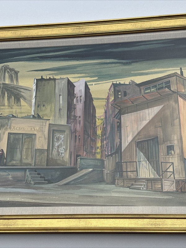 PAINTING ILLUSTRATION URBAN NIGHT MID CENTURY WEST SIDE STORY CITYSCAPE WOMAN gallery