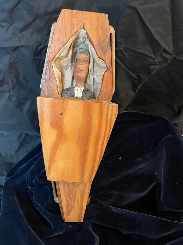 FOLK ART Wood Coffin Ed Cooper outsider artist sculpture gallery