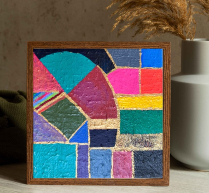 Painting Abstract Original Colorful Acrylic Art 6 x 6 Canvas Block Jimarieart