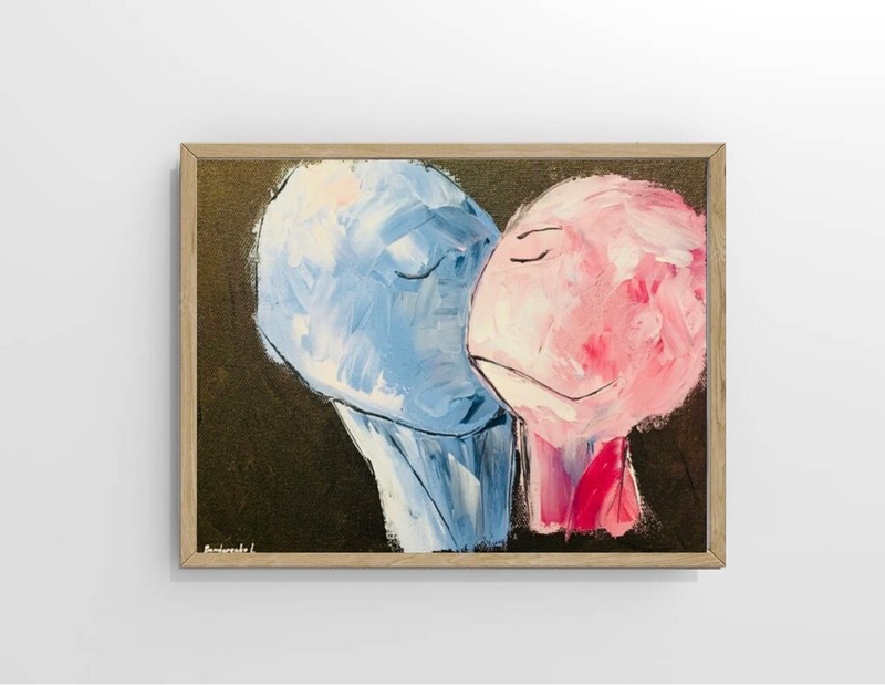 Couple Painting Love Original Art People Art on Canvas Couple Painting Love