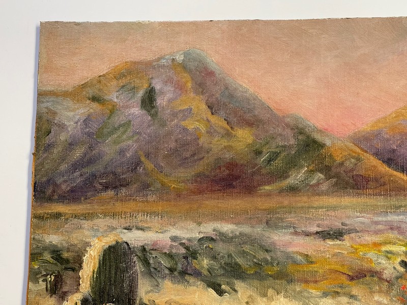 ANTIQUE LANDSCAPE PAINTING DESERT CACTUS IMPRESSIONIST DOROTHY ANDERSON LISTED gallery