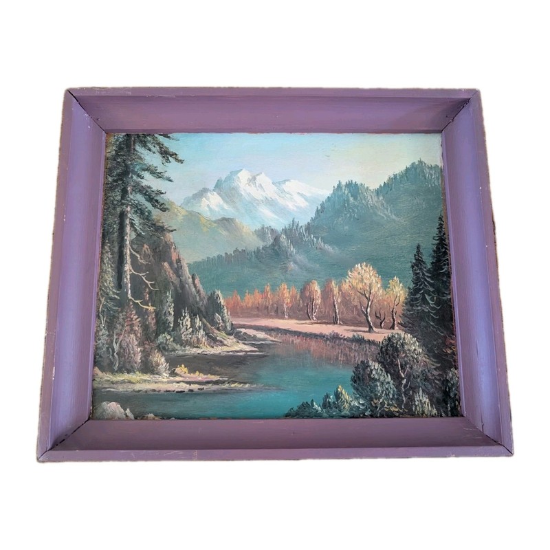 Vintage 1930-1950 R. Redmann Landscape Painting Oil on Board~West Coast Artist B