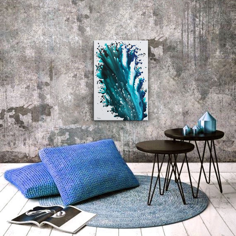 Blue Painting, Large Turquoise Wall Art Décor, Original Abstract canvas Art gallery