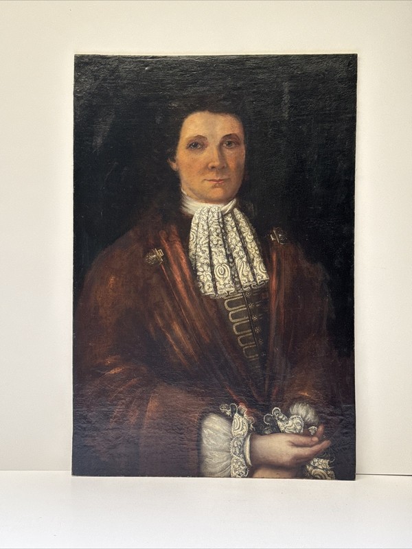 Antique Painting 18th To 19th Century Portrait Restoration Project As Is Oil