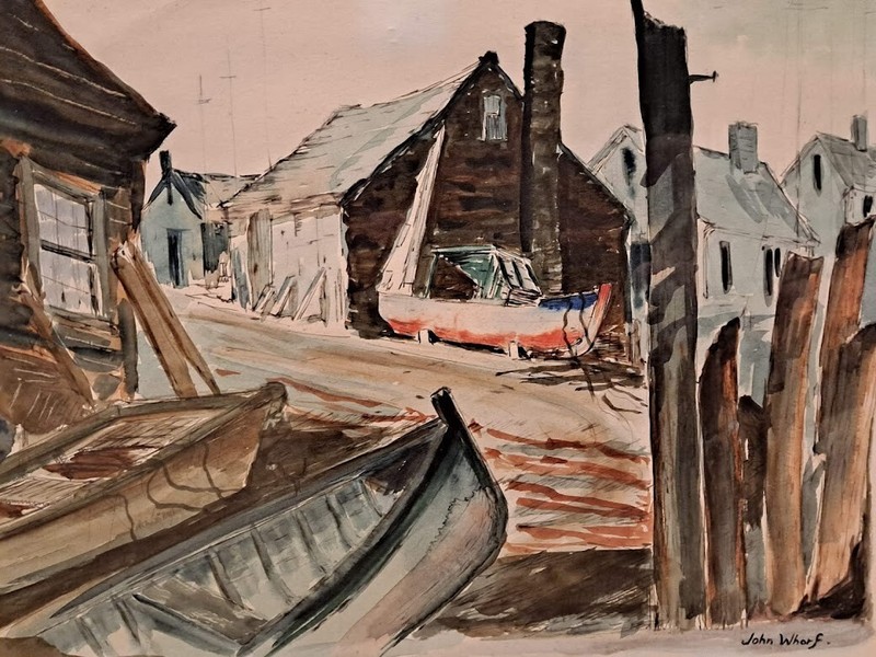 John Whorf (1903–1959) - Signed Original Watercolor Painting - Harbor Shore gallery