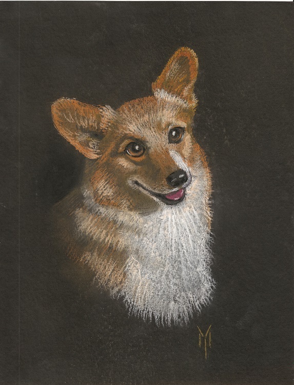 5×7 PRINT of PAINTING PEMBROKE WELSH CORGI RYTA PORTRAIT FOLK ART dog realism 🐶