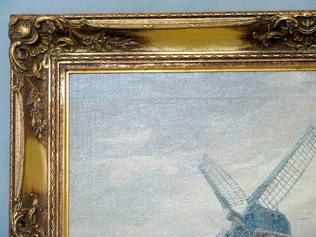 Painting by C. A. Bartels Dutch Seascape with Windmill around 1930 gallery