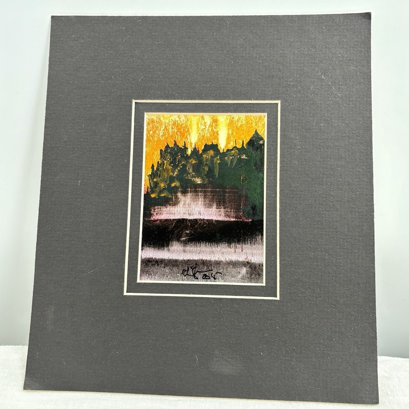 Gouache Paintings Pair Signed Quebec Canada Abstract Landscapes Matted 7x8" gallery