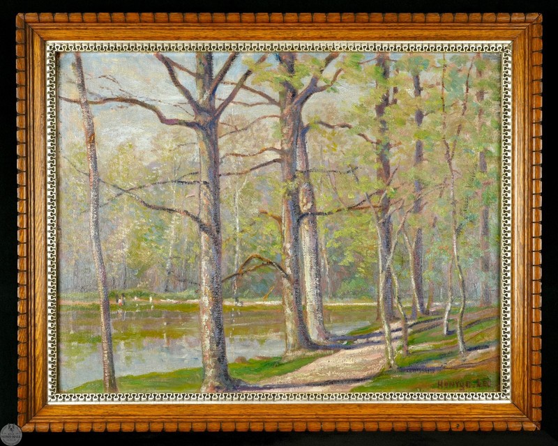 Antique Early 20th C. Impressionist Landscape Oil on Canvas By Henry Charles Lee