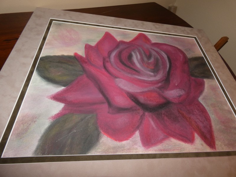 Red Rose Original Pastel 24 x 29″