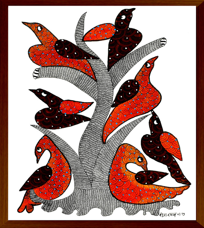 Original Tribal Gond Painting, Wall Decor, Home Decor, Handmade Painting gallery