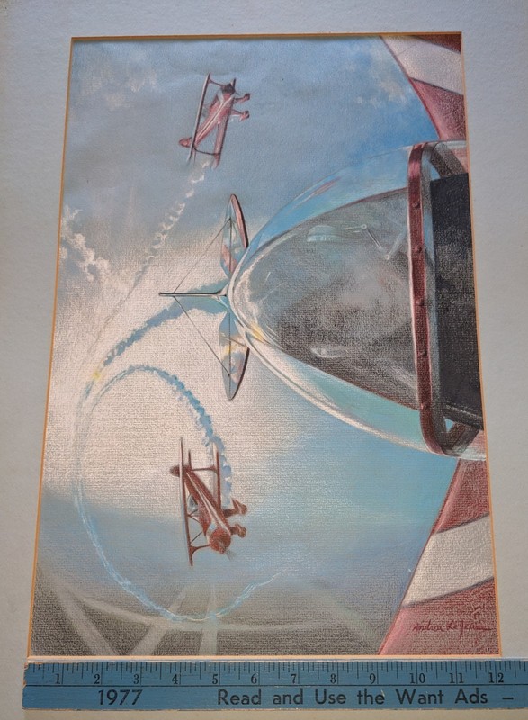 Rare Pastel Aerial Stunt Planes Pitts Special S1 Signed Andr?? Le Jeu??? 12x18 gallery