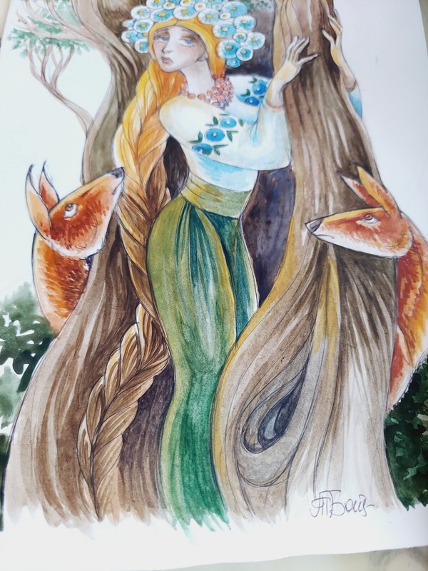 Watercolor Ukrainian Girl by Ukrainian artist (Dnipro) Tetyana Boicheva gallery