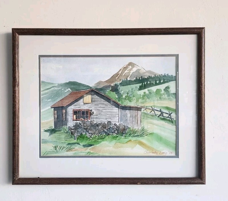Vintage Charlotte Lang 1995 Original Watercolor Painting Mountain Landscape Art gallery
