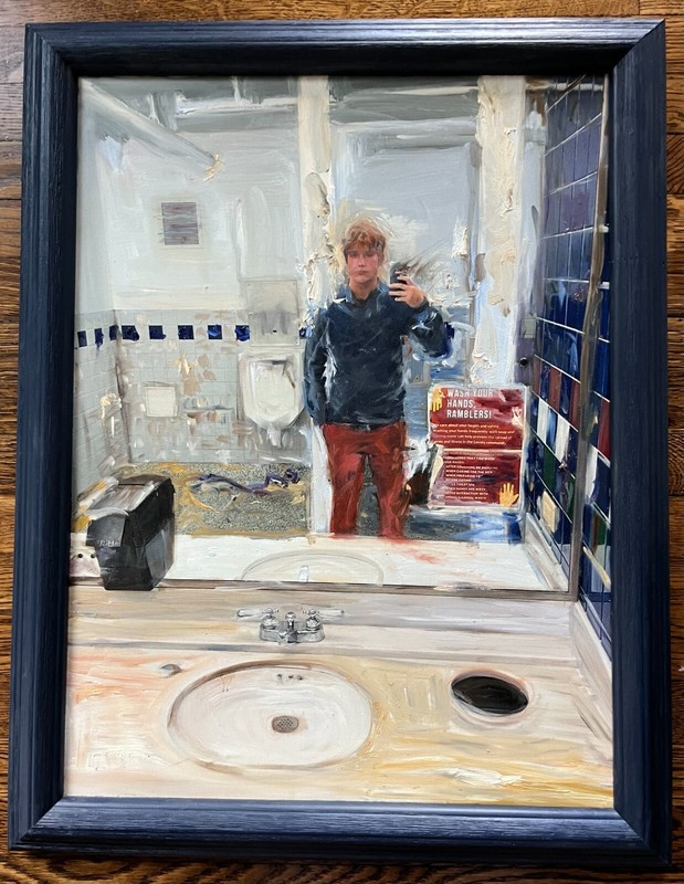 College, Mixed Media Painting, Framed Arts, Portrait of a Young Man