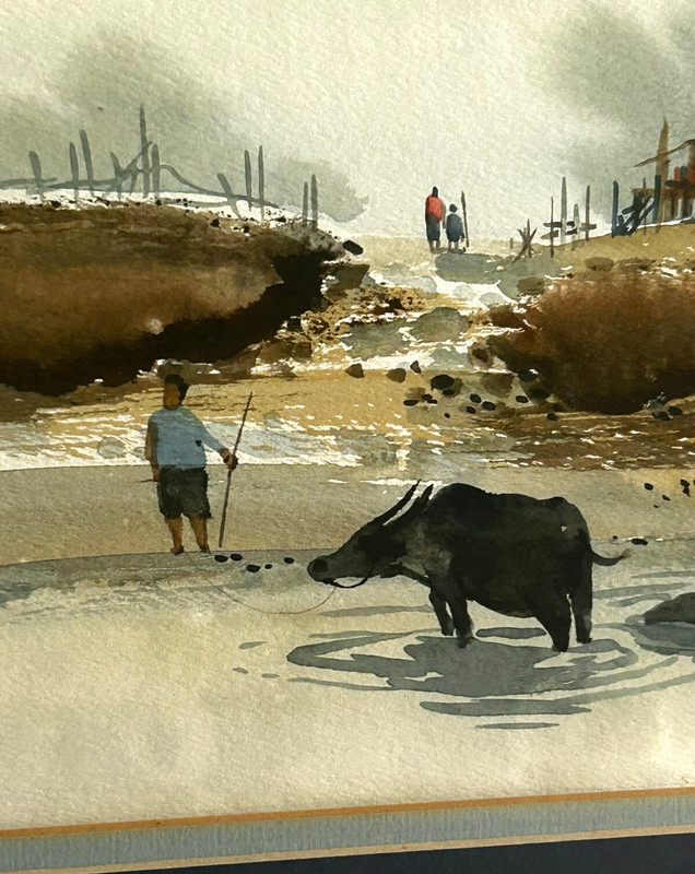 Fine Beautiful Southeastern Asia Rural River Landscape Painting Impressionist gallery