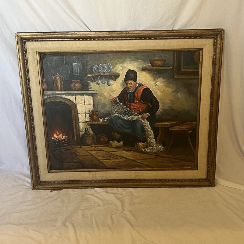 19th Century Oil Painting Original Piece Signed On Stretched Canvas 30”x 24”
