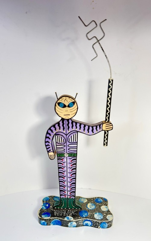 Michael Finster Acrylic On Plywood Alien, Outsider Art 1994