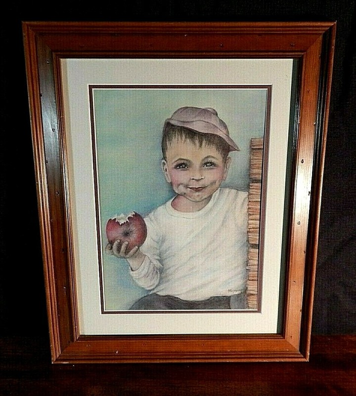 Original Colored Pencil Drawing: YOUNG BOY, Signed & Framed, EXCELLENT CONDITION gallery