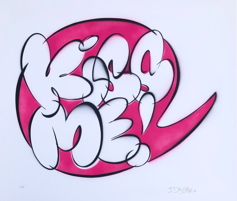 John Dempsey Stencil Original Abstract Pop Art Painting «Kiss Me in Pink» #3/5