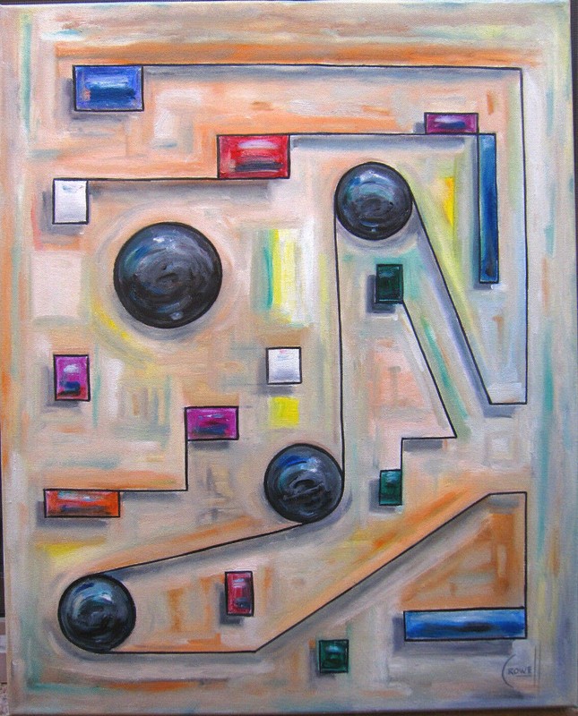 OVER AND OVER abstract modern NEW 16×20 original oil Painting Signed Crowell